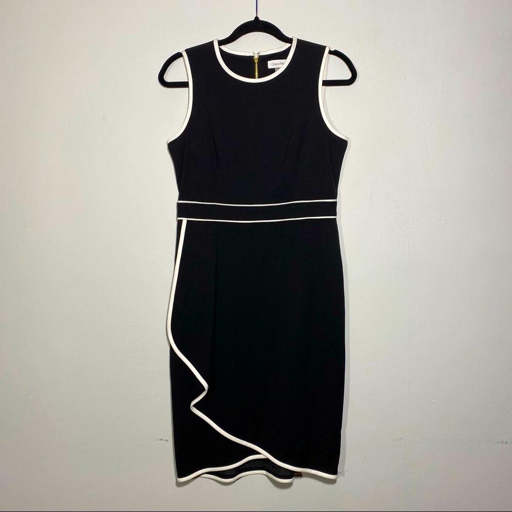 Calvin Klein Black and White Ruffle Dress
